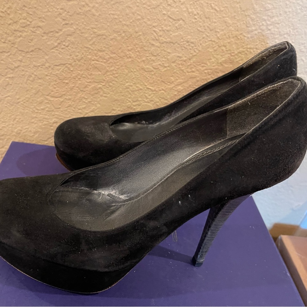 Stuart Weitzman Black Suede Platform Heels